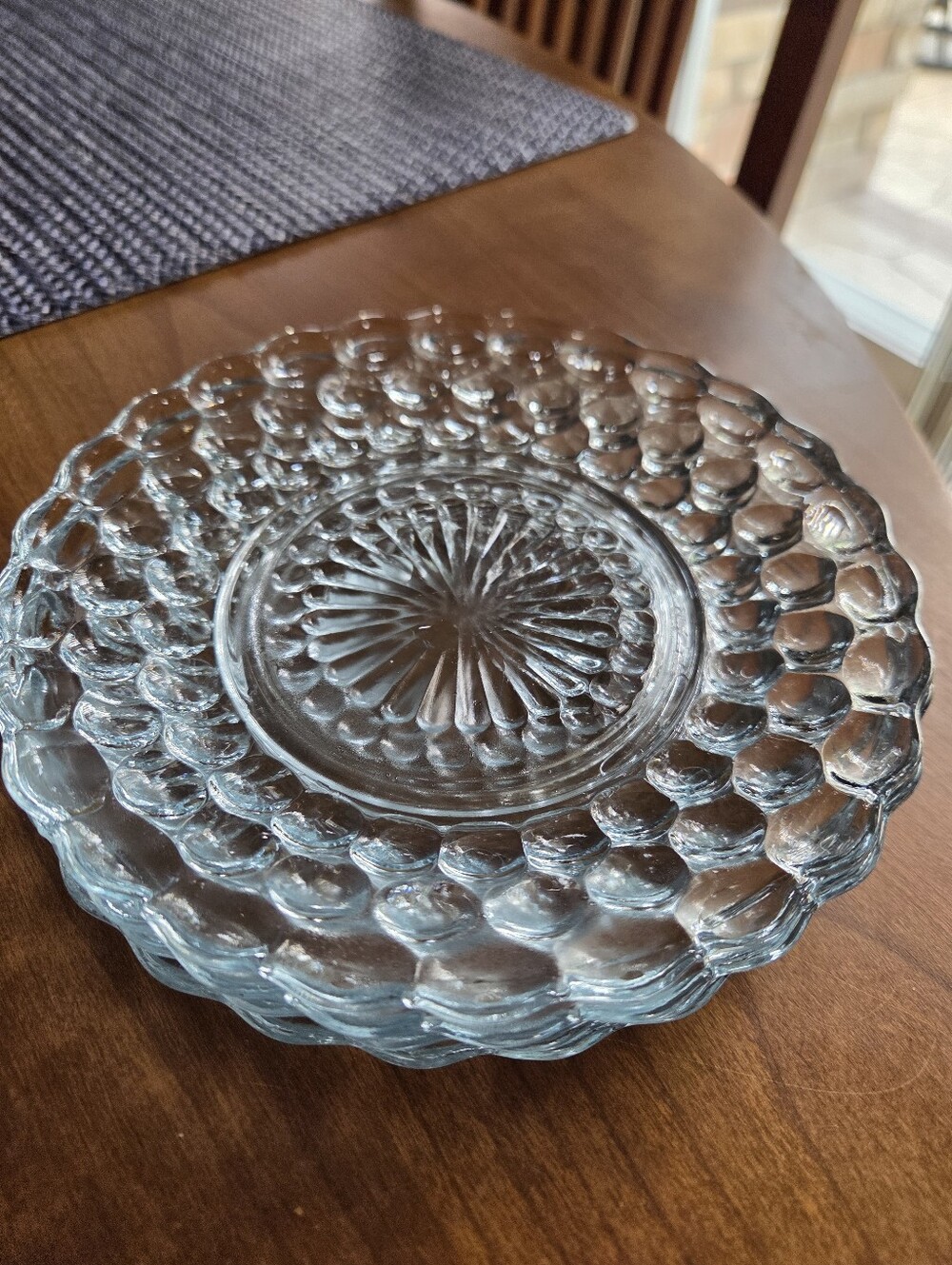 Vintage Anchor Hocking Light Blue Glass Bubble Bread And Butter Plates
